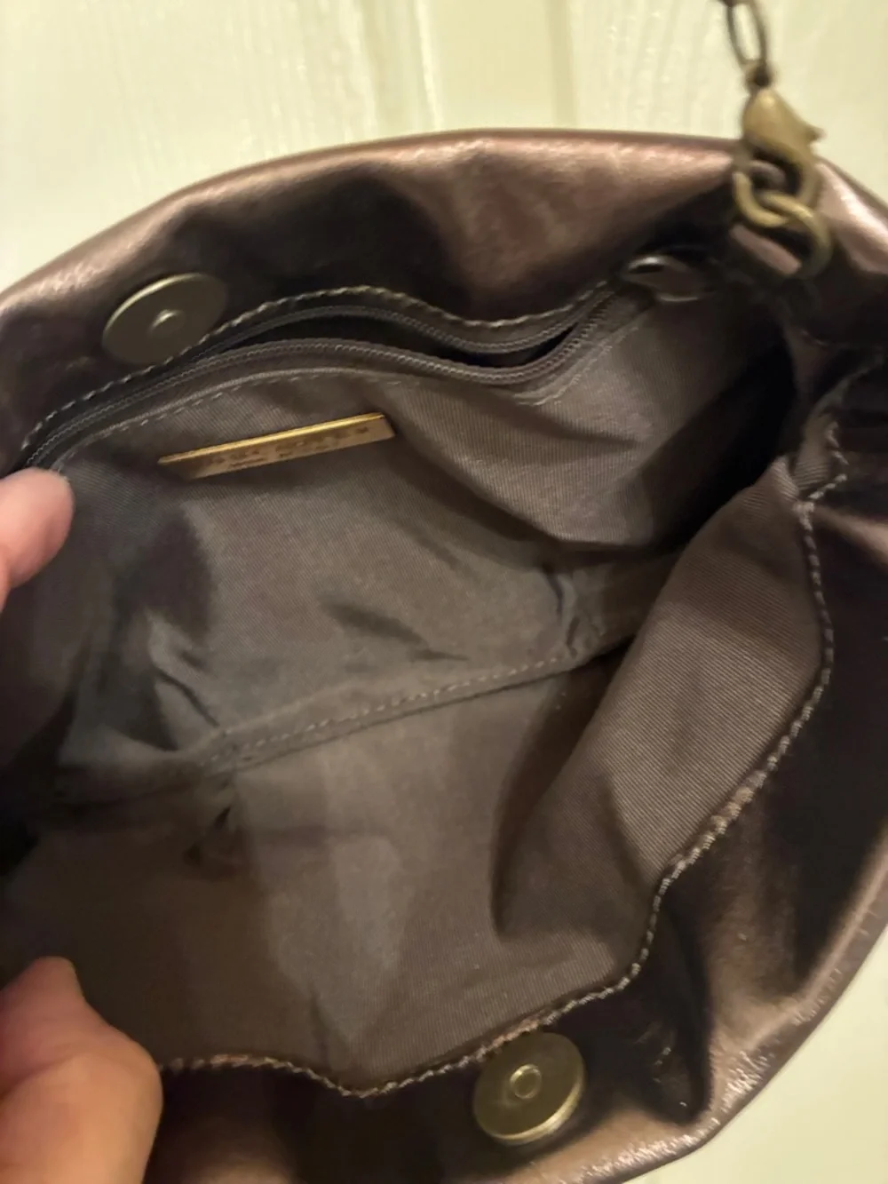Doncaster Metallic Brown Wristlet Clutch with Chain Strap‎